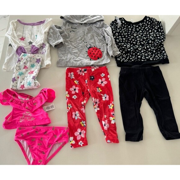 Baby Girl Bundle clothes 12 M tops pants sets Carter's outfits swimsuit pjs - Picture 1 of 14